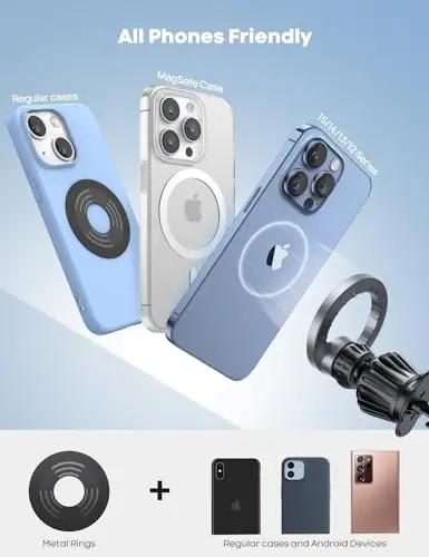Lamicall for MagSafe Car Mount - [20 Super Magnets] Magnetic Car Phone Mount, Air Vent Phone Holder Car, Hands Free Cell Phone Holder Clip Car Accessories fit iPhone 17 16 Silver - 3