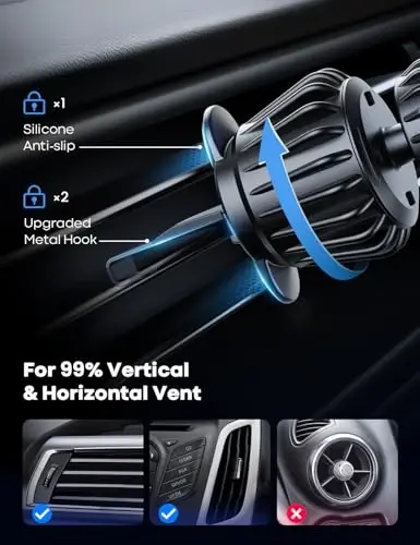 Lamicall for MagSafe Car Mount - [20 Super Magnets] Magnetic Car Phone Mount, Air Vent Phone Holder Car, Hands Free Cell Phone Holder Clip Car Accessories fit iPhone 17 16 Silver - 5