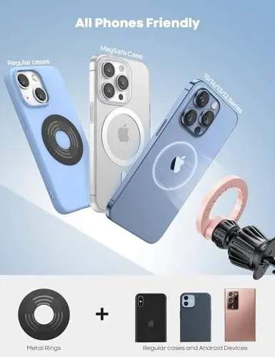 Lamicall for MagSafe Car Mount - [20 Super Magnets] Magnetic Car Phone Mount, Air Vent Phone Holder Car, Hands Free Cell Phone Holder Clip Car Accessories fit iPhone 17 16 15 Pink - 3