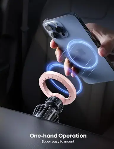 Lamicall for MagSafe Car Mount - [20 Super Magnets] Magnetic Car Phone Mount, Air Vent Phone Holder Car, Hands Free Cell Phone Holder Clip Car Accessories fit iPhone 17 16 15 Pink - 4