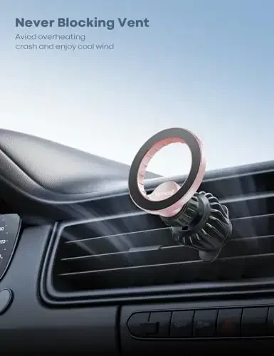 Lamicall for MagSafe Car Mount - [20 Super Magnets] Magnetic Car Phone Mount, Air Vent Phone Holder Car, Hands Free Cell Phone Holder Clip Car Accessories fit iPhone 17 16 15 Pink - 6