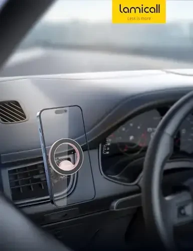 Lamicall for MagSafe Car Mount - [20 Super Magnets] Magnetic Car Phone Mount, Air Vent Phone Holder Car, Hands Free Cell Phone Holder Clip Car Accessories fit iPhone 17 16 15 Pink - 7