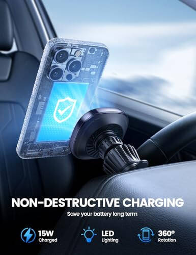 Lamicall for Magnetic Car Mount Charger - [2024 Cooling Fast Charging] 15W Wireless Car Charger - Hands Free Magnetic Car Phone Holder Charger Vent for iPhone 16 15 14 13 12 Pro Max Case - 4