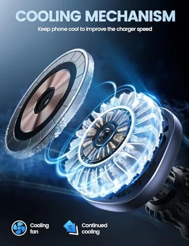 Lamicall for Magnetic Car Mount Charger - [2024 Cooling Fast Charging] 15W Wireless Car Charger - Hands Free Magnetic Car Phone Holder Charger Vent for iPhone 16 15 14 13 12 Pro Max Case - Lamicall (1)