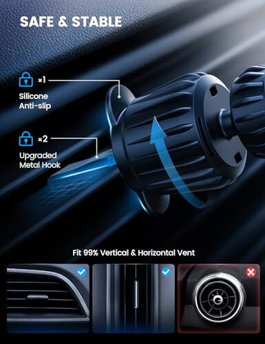 Lamicall for Magnetic Car Mount Charger - [2024 Cooling Fast Charging] 15W Wireless Car Charger - Hands Free Magnetic Car Phone Holder Charger Vent for iPhone 16 15 14 13 12 Pro Max Case - 6