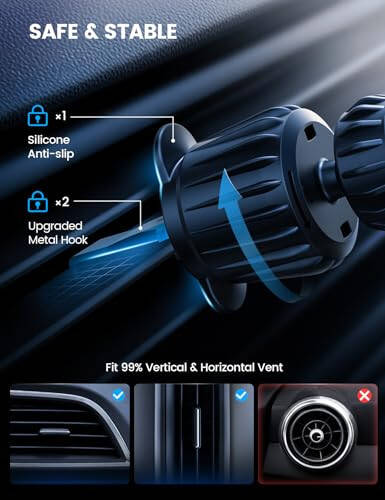 Lamicall for Magnetic Car Mount Charger - [2024 Cooling Fast Charging] 15W Wireless Car Charger - Hands Free Magnetic Car Phone Holder Charger Vent for iPhone 16 15 14 13 12 Pro Max Case - 6