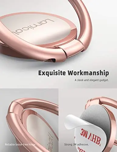 Lamicall Rose Gold Cell Phone Ring, Universal Adhesive Cell Phone Finger Grip Holder, Compatible with iPhone 17 16 15 Pro Max XR X, Galaxy S25 S24, All Android, Christmas Smartphone Accessories - 6