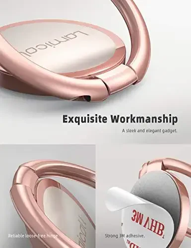 Lamicall Rose Gold Cell Phone Ring, Universal Adhesive Cell Phone Finger Grip Holder, Compatible with iPhone 17 16 15 Pro Max XR X, Galaxy S25 S24, All Android, Christmas Smartphone Accessories - 6