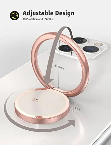 Lamicall Rose Gold Cell Phone Ring, Universal Adhesive Cell Phone Finger Grip Holder, Compatible with iPhone 17 16 15 Pro Max, Galaxy S25 S24, All Android, Christmas Women Gift Smartphone Accessories - 5