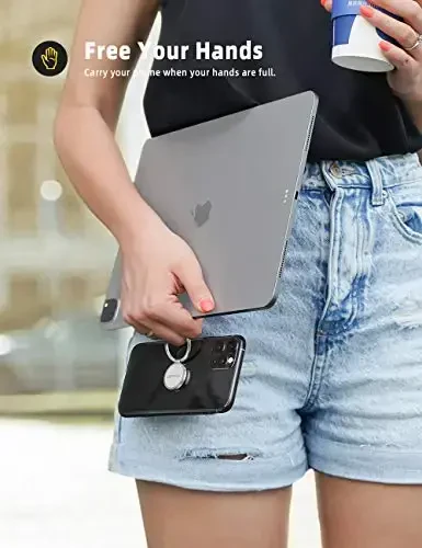 Lamicall Silver mobil telefon uzuk barmoq stendi - Telefon uzuk ushlagich ostend, magnitli avtomobil o'rnatish bilan ishlaydigan metall ushlagich ilgagi, iPhone 16 15 Pro Max Plus XR, smartfon aksessuarlari bilan mos keladi - 3