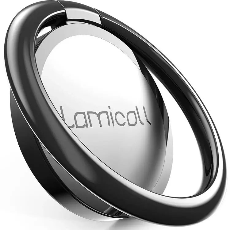 Lamicall Phone Ring Holder - Upgrade Zinc Alloy Finger Ring Stand, Matte Black - 1