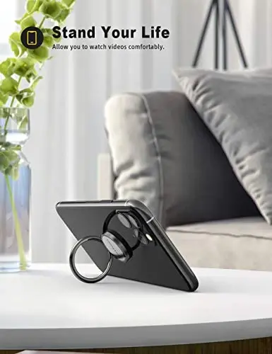 Lamicall Phone Ring Holder - Upgrade Zinc Alloy Finger Ring Stand, Matte Black - LAMICALL (1)