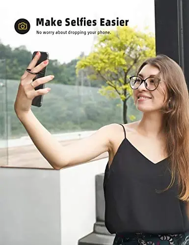 Lamicall Phone Ring Holder - Upgrade Zinc Alloy Finger Ring Stand, Matte Black - 4