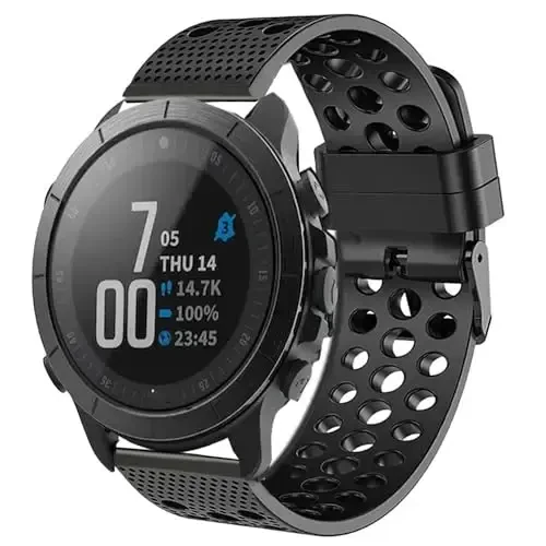 Lamshaw Wahoo ELEMNT Rival aqlli soati uchun mos keladigan bilaguzuk, silikon o'rnini bosuvchi bilaguzuk sport tasmasi metall tokasi bilan Wahoo ELEMNT Rival aqlli soati uchun mos - 1