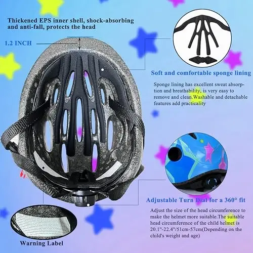 Lamsion Kids Helmet Adjustable with Sports Protective Gear Set Knee Elbow Wrist Pads for Toddler Ages 3 to 8 Years Old Boys Girls Cycling Skating Scooter Helmet - 5