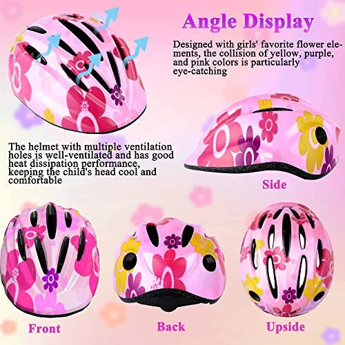 Lamsion Kids Helmet Adjustable with Sports Protective Gear Set Knee Elbow Wrist Pads for Toddler Ages 3 to 8 Years Old Boys Girls Cycling Skating Scooter Helmet - 3