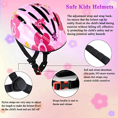 Lamsion Kids Helmet Adjustable with Sports Protective Gear Set Knee Elbow Wrist Pads for Toddler Ages 3 to 8 Years Old Boys Girls Cycling Skating Scooter Helmet - 4