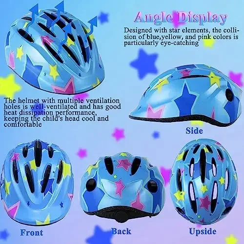 Lamsion Kids Helmet Adjustable with Sports Protective Gear Set Knee Elbow Wrist Pads for Toddler Ages 3 to 8 Years Old Boys Girls Cycling Skating Scooter Helmet - 3