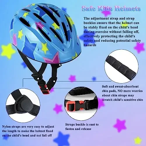 Lamsion Kids Helmet Adjustable with Sports Protective Gear Set Knee Elbow Wrist Pads for Toddler Ages 3 to 8 Years Old Boys Girls Cycling Skating Scooter Helmet - 4