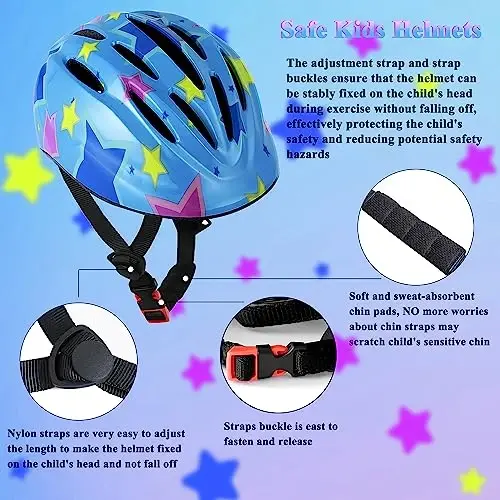 Lamsion Kids Helmet Adjustable with Sports Protective Gear Set Knee Elbow Wrist Pads for Toddler Ages 3 to 8 Years Old Boys Girls Cycling Skating Scooter Helmet - 4
