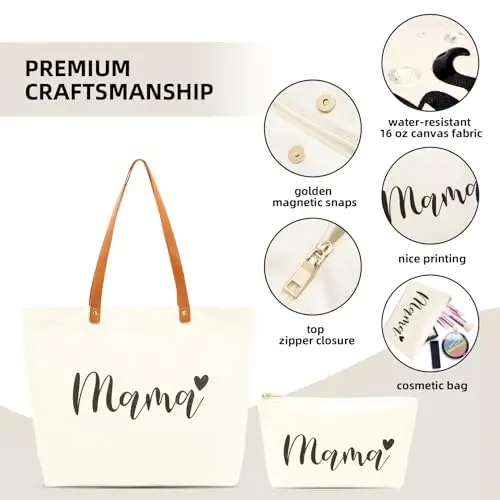 Lamyba New Mom Gifts, Mothers Day Gifts From Daughter Son Kids, Mama Bag Tote for Hospital or Baby Essentials, Mom to Be Gift - LAMYBA (1)