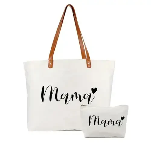 Lamyba New Mom Gifts, Mama Bag Tote with Makeup Bag, Cool Gifts for Mom to be/Expecting Mom/Pregnant Women 