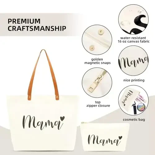 Lamyba New Mom Gifts, Mama Bag Tote with Makeup Bag, Cool Gifts for Mom to be/Expecting Mom/Pregnant Women - LAMYBA (1)