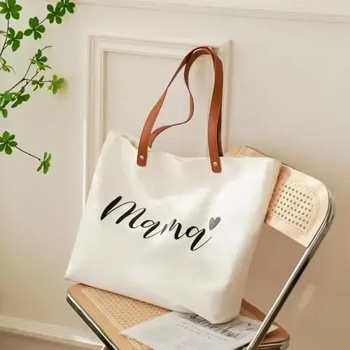 Lamyba New Mom Gifts, Mothers Day Gifts From Daughter Son Kids, Mama Bag Tote for Hospital or Baby Essentials, Mom to Be Gift - 5