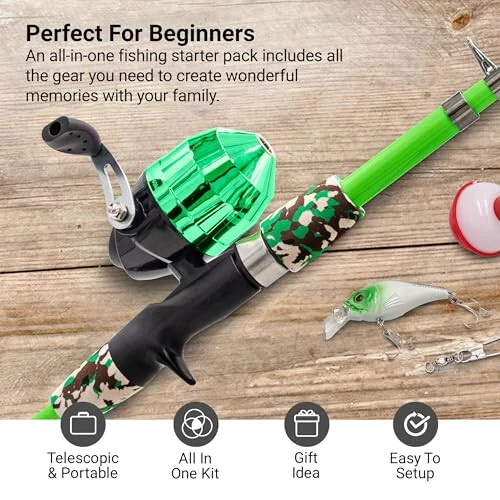 Lanaak Kids Fishing Pole and Tackle Box - with Net, Travel Bag, Reel and Beginner’s Guide - Rod and Reel Kit for Boys, Girls, or Youth - Lanaak (1)