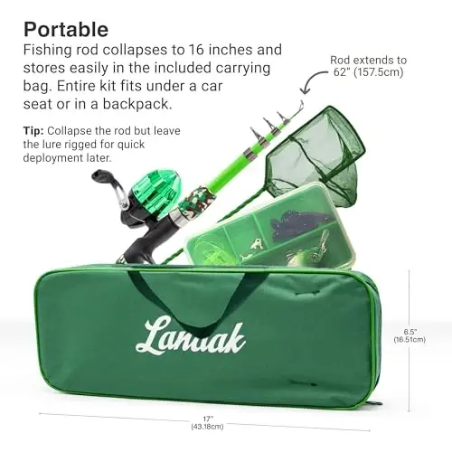 Lanaak Kids - Toddler Fishing Pole & Tackle Box, Beginner Combo kit, for Ages 5-12 - 3