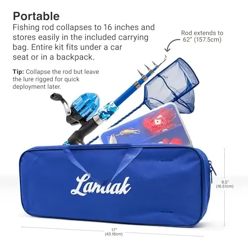 Lanaak Kids - Toddler Fishing Pole & Tackle Box, Beginner Combo kit, for Ages 5-12 - 3