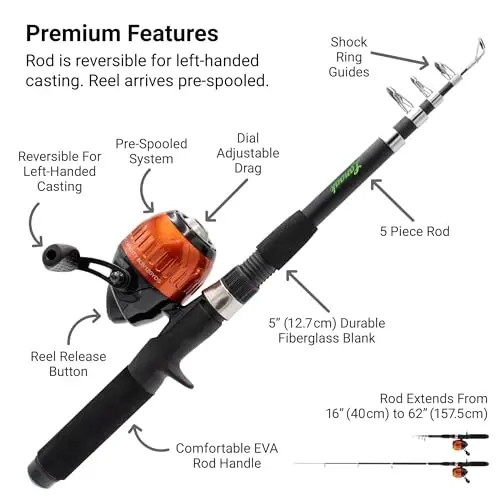Lanaak Kids - Toddler Fishing Pole & Tackle Box, Beginner Combo kit, for Ages 5-12 - 5