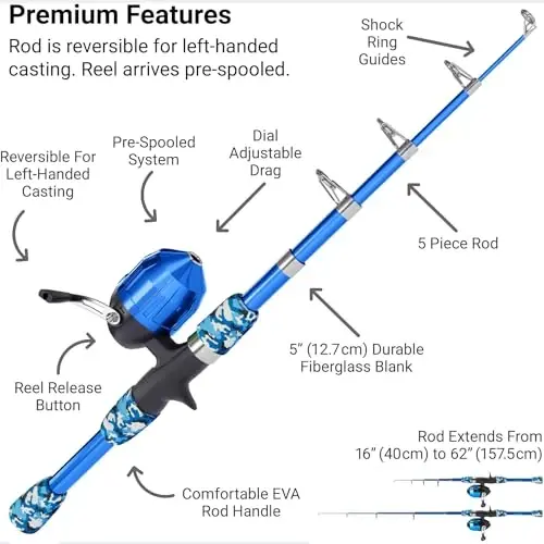 Lanaak Kids - Toddler Fishing Pole & Tackle Box, Beginner Combo kit, for Ages 5-12 - 5