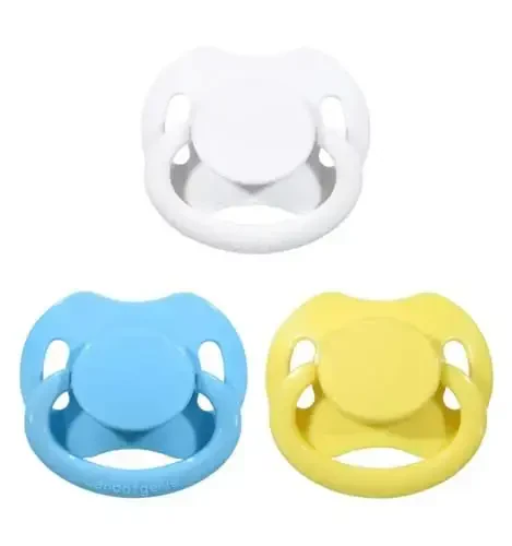Landofgenie Large Shield Adult Size Pacifiers Set Bone Shaped Cutie Pacifier 3 Pack - White+Blue+Yellow - 1