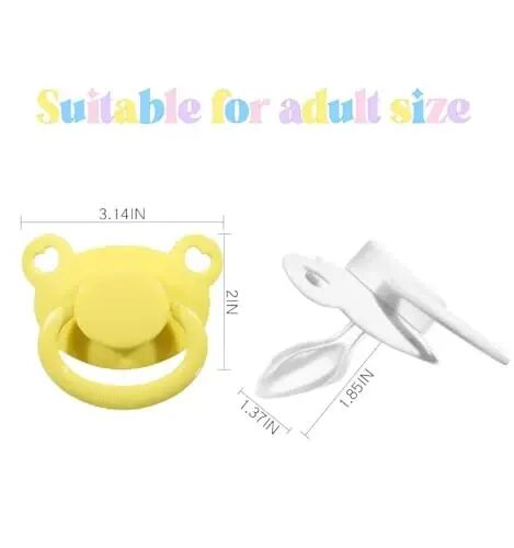 Landofgenie Large Shield Adult Size Pacifiers Set Bear Shaped Cutie Pacifier 3 Pack - White+Blue+Yellow - 5