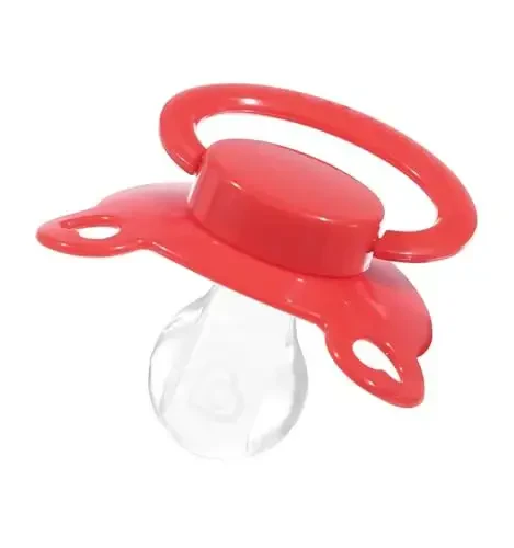 Landofgenie Large Shield Adult Size Pacifiers Set Bear Shaped Cutie Pacifier 3 Pack - Red+Orange+Pink - 5
