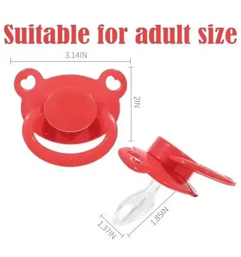 Landofgenie Large Shield Adult Size Pacifiers Set Bear Shaped Cutie Pacifier 3 Pack - Red+Orange+Pink - 6