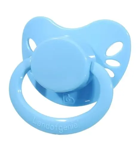 Landofgenie Large Shield Adult Size Pacifiers Set Butterfly Shaped Cutie Pacifier 3 Pack - White+Blue+Yellow - 2