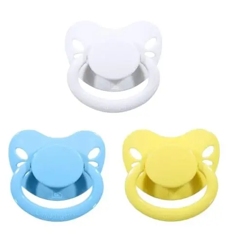Landofgenie Large Shield Adult Size Pacifiers Set Butterfly Shaped Cutie Pacifier 3 Pack - White+Blue+Yellow 