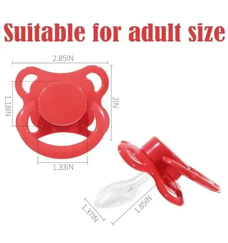Landofgenie Large Shield Adult Size Pacifiers Set Moon Shaped Cutie Pacifier 3 Pack - Red+Orange+Pink - 7