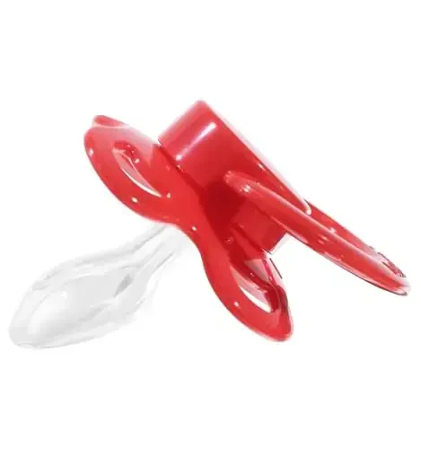 Landofgenie Large Shield Adult Size Pacifiers Set Moon Shaped Cutie Pacifier 3 Pack - Red+Orange+Pink - 6