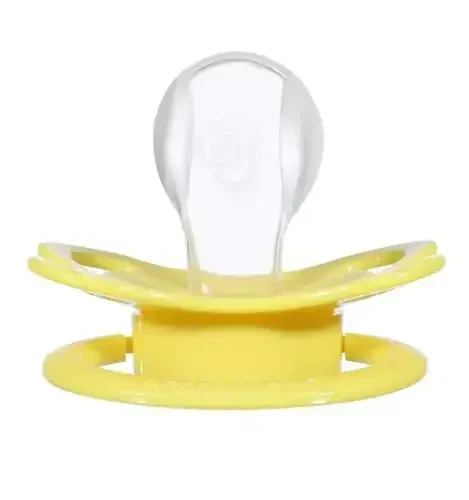 Landofgenie Large Shield Adult Size Pacifiers Set Moon Shaped Cutie Pacifier 3 Pack - White+Blue+Yellow - 3