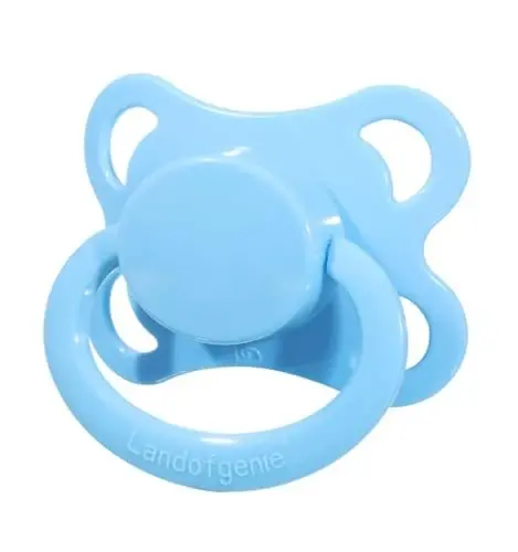 Landofgenie Large Shield Adult Size Pacifiers Set Moon Shaped Cutie Pacifier 3 Pack - White+Blue+Yellow - 2