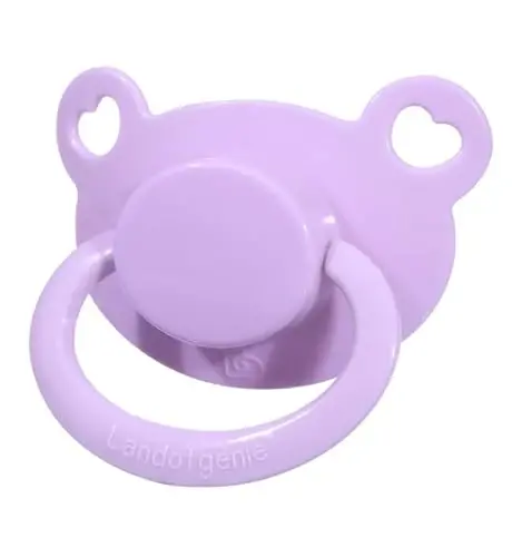 Landofgenie Large Shield Adult Size Pacifiers Set Bear Shaped Cutie Pacifier 3 Pack - Black+Pink+Purple - 2