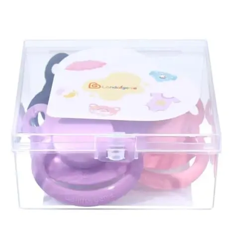 Landofgenie Large Shield Adult Size Pacifiers Set Bear Shaped Cutie Pacifier 3 Pack - Black+Pink+Purple - 6