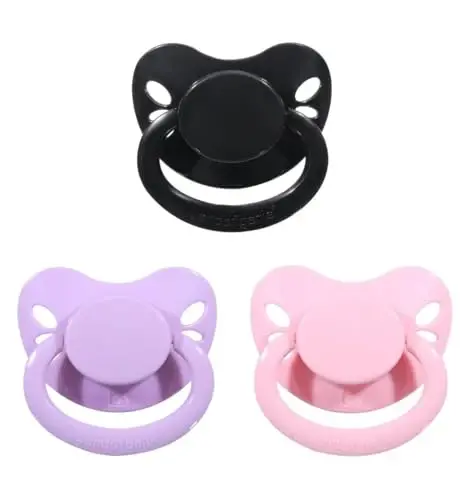 Landofgenie Large Shield Adult Size Pacifiers Set Butterfly Shaped Cutie Pacifier 3 Pack - Black+Pink+Purple - LANDOFGENIE