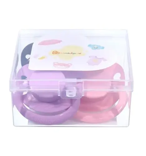 Landofgenie Large Shield Adult Size Pacifiers Set Butterfly Shaped Cutie Pacifier 3 Pack - Black+Pink+Purple - 6