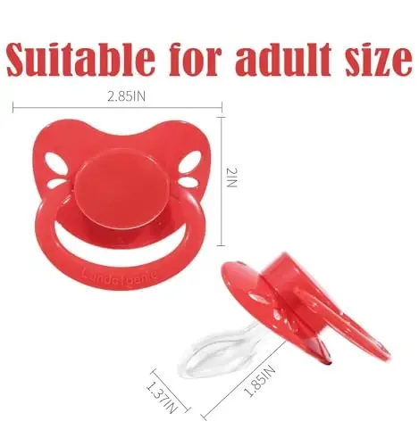 Landofgenie Large Shield Adult Size Pacifiers Set Butterfly Shaped Cutie Pacifier 3 Pack - Red+Orange+Pink - 7