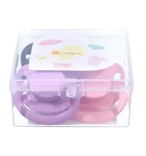 Landofgenie Large Shield Adult Size Pacifiers Set Butterfly Shaped Cutie Pacifier 3 Pack - Black+Pink+Purple - 6