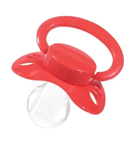 Landofgenie Large Shield Adult Size Pacifiers Set Butterfly Shaped Cutie Pacifier 3 Pack - Red+Orange+Pink - 6